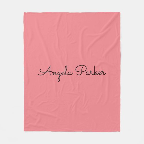 Handwriting Plain Simple Pink Professional Name Fleece Blanket