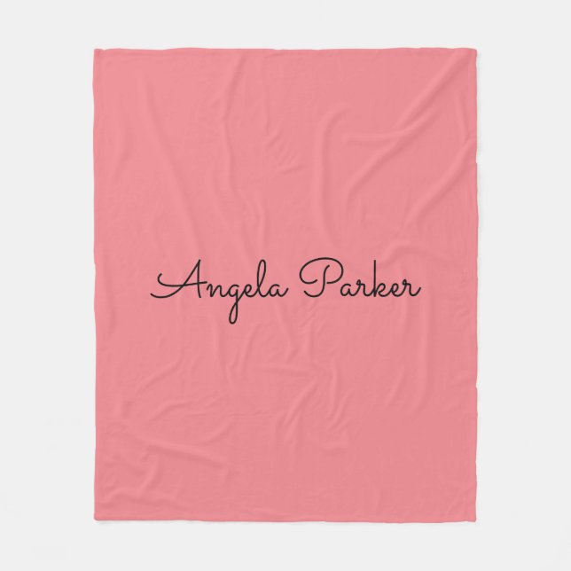 Handwriting Plain Simple Pink Professional Name Fleece Blanket (Front)