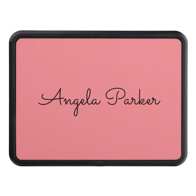 Handwriting Plain Simple Pink Professional Name Hitch Cover (Front)