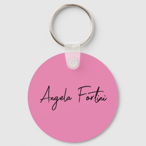 Handwriting Plain Simple Pink Professional Name Keychain