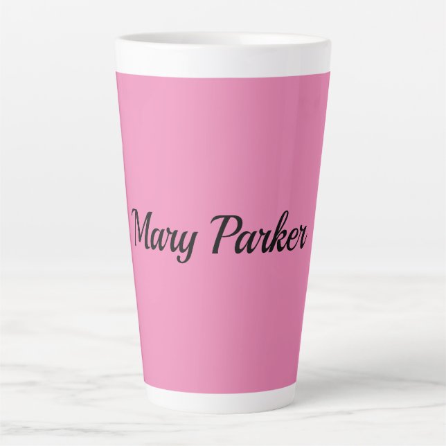 Handwriting Plain Simple Pink Professional Name Latte Mug (Front)