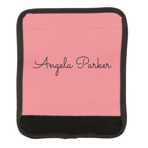 Handwriting Plain Simple Pink Professional Name Luggage Handle Wrap