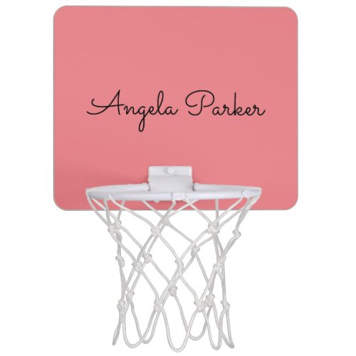 Handwriting Plain Simple Pink Professional Name Mini Basketball Hoop