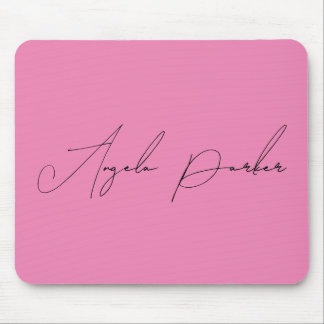 Handwriting Plain Simple Pink Professional Name Mouse Pad
