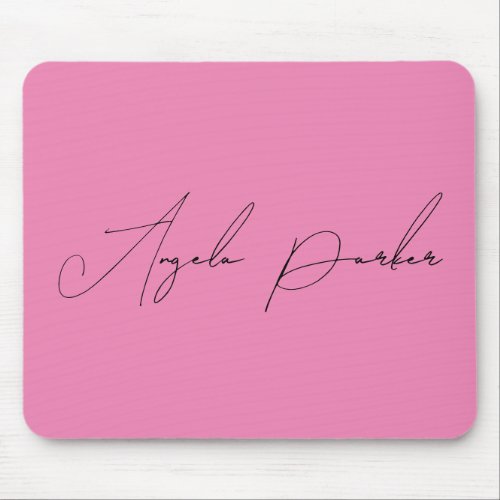 Handwriting Plain Simple Pink Professional Name Mouse Pad