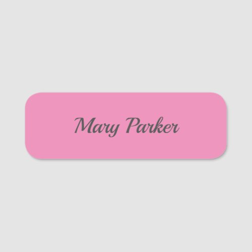 Handwriting Plain Simple Pink Professional Name Name Tag