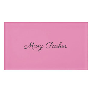 Handwriting Plain Simple Pink Professional Name Name Tag