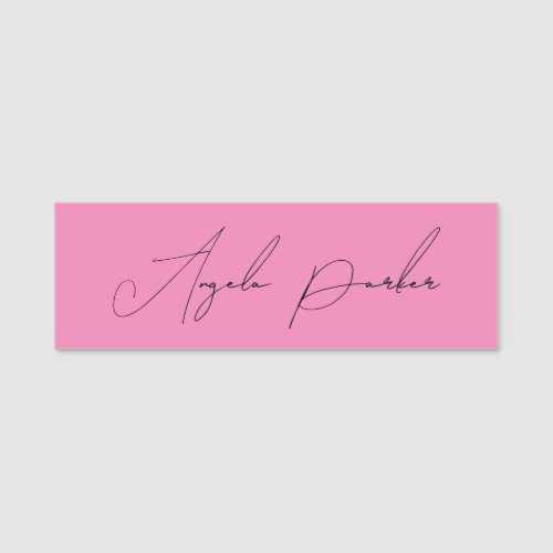 Handwriting Plain Simple Pink Professional Name Name Tag