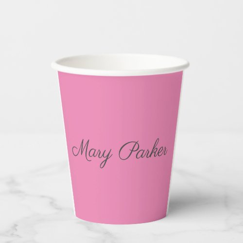 Handwriting Plain Simple Pink Professional Name Paper Cups