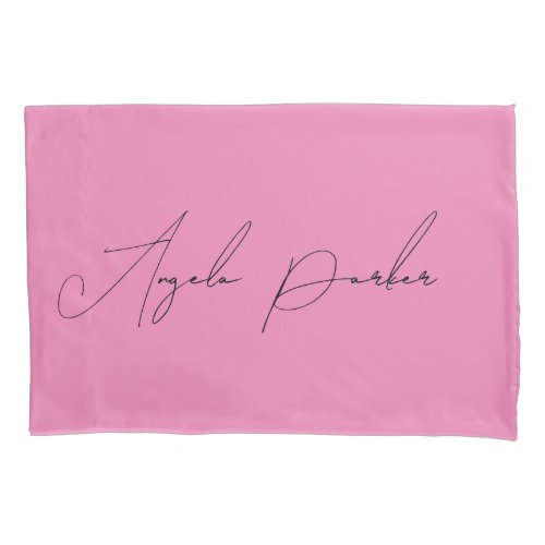 Handwriting Plain Simple Pink Professional Name Pillow Case