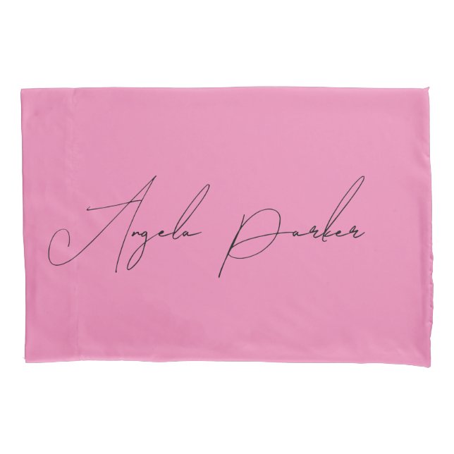 Handwriting Plain Simple Pink Professional Name Pillow Case (Front)