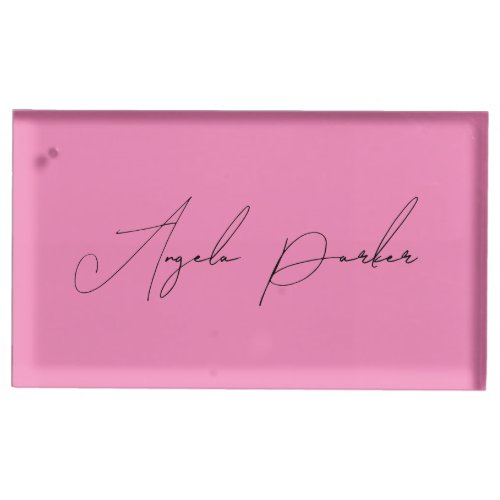 Handwriting Plain Simple Pink Professional Name Place Card Holder