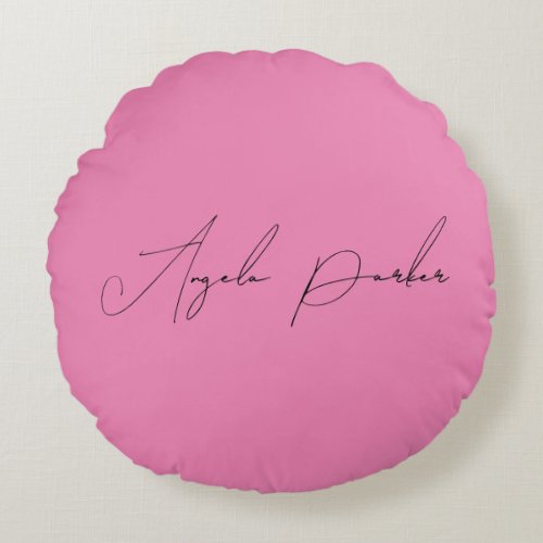 Handwriting Plain Simple Pink Professional Name Round Pillow