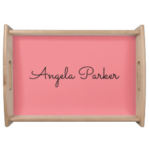 Handwriting Plain Simple Pink Professional Name Serving Tray