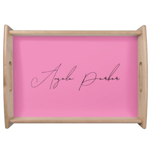 Handwriting Plain Simple Pink Professional Name Serving Tray