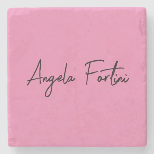 Handwriting Plain Simple Pink Professional Name Stone Coaster