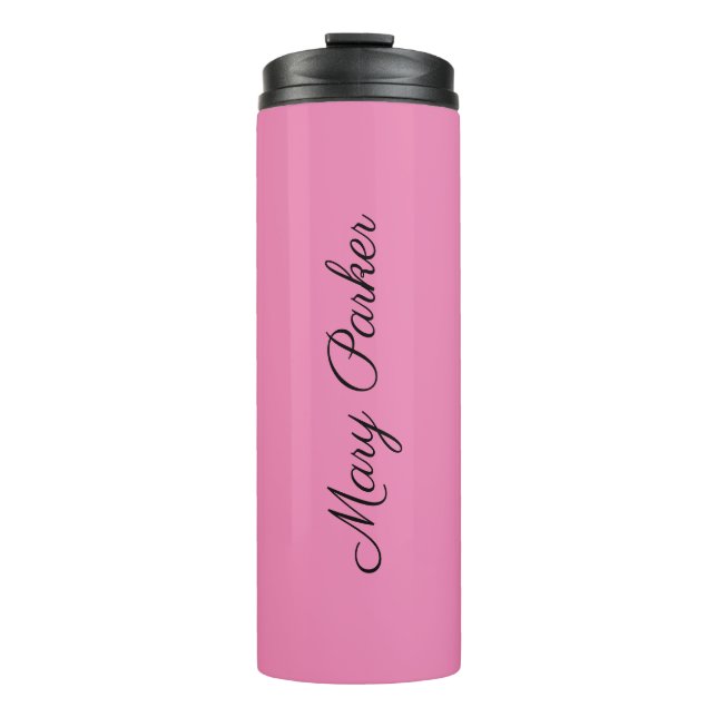 Handwriting Plain Simple Pink Professional Name Thermal Tumbler (Front)