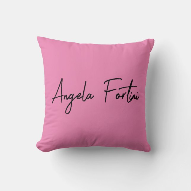 Handwriting Plain Simple Pink Professional Name Throw Pillow (Front)