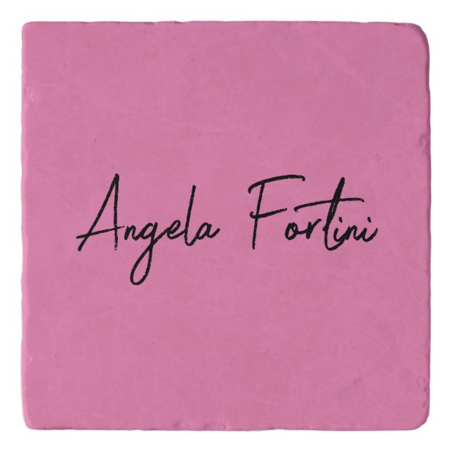 Handwriting Plain Simple Pink Professional Name Trivet (Front)