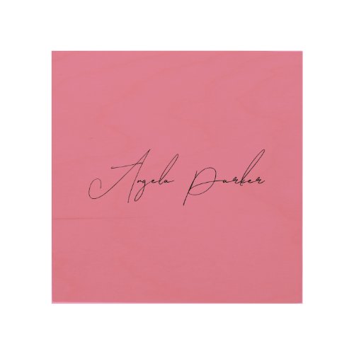 Handwriting Plain Simple Pink Professional Name Wood Wall Art