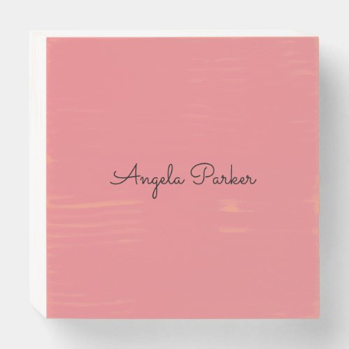 Handwriting Plain Simple Pink Professional Name Wooden Box Sign