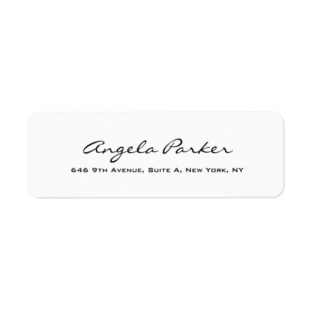 Handwriting Plain Simple White Professional Modern Label (Front)