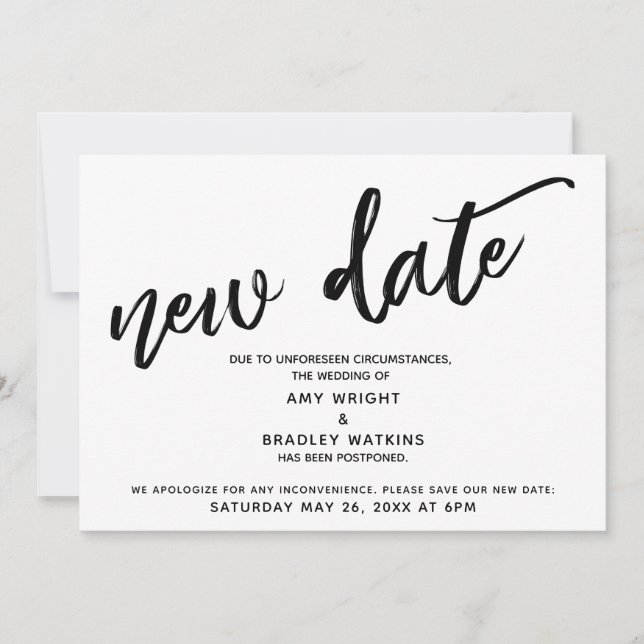 Handwriting Postponed Wedding Announcement Update (Front)