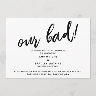 Handwriting Postponed Wedding Humor Announcement