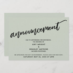 Handwriting Postponed Wedding Sage Announcement