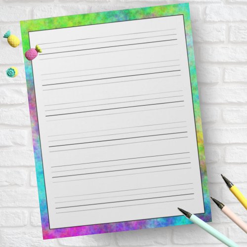 Handwriting Practice Sheets Modern Neon Colors Notepad