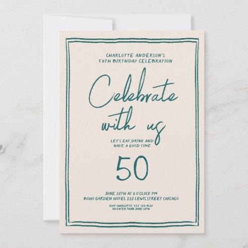 Handwriting Retro 50th Birthday Party Invitation