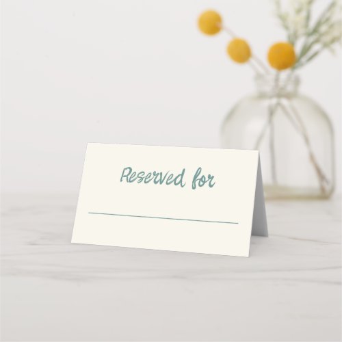 Handwriting Retro Green Blue Wedding Table Place Card