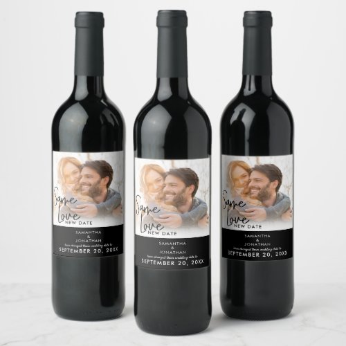 Handwriting Same Love New Date Photo Save The Date Wine Label