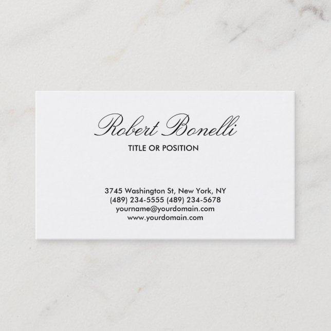 Handwriting Script Black White Business Card (Front)