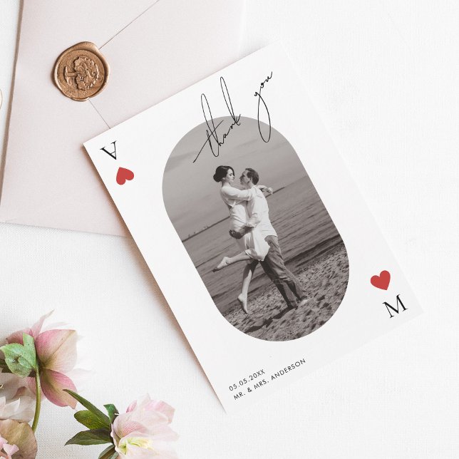 Handwriting Script Casino Vegas Wedding Thank You Card (Creator Uploaded)