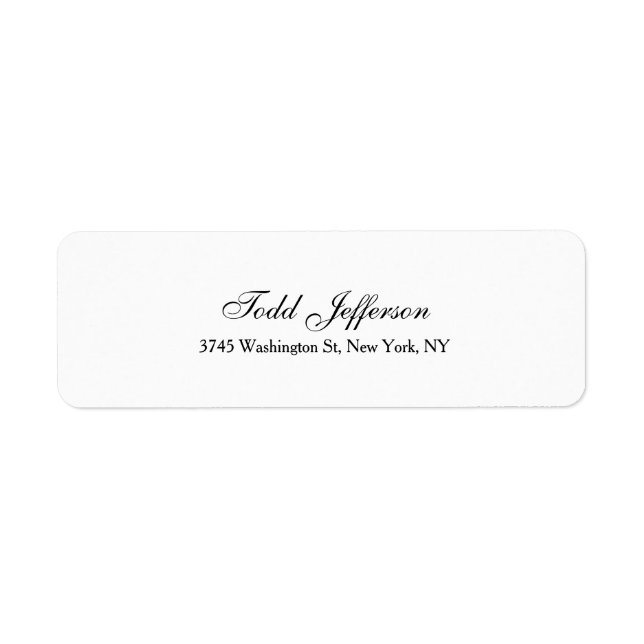 Handwriting Script Creative Plain Black & White Label (Front)