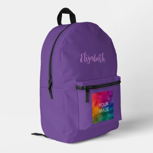 Handwriting Script Custom Royal Purple Solid Color Printed Backpack