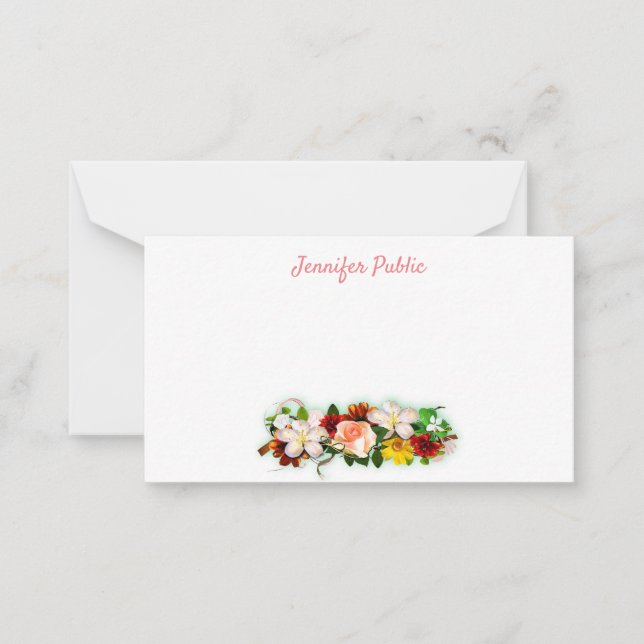 Handwriting Script Elegant Colorful Watercolor Note Card (Front)