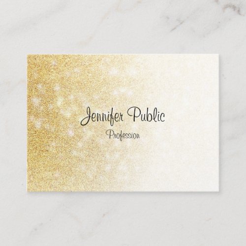 Handwriting Script Elegant Modern Gold Glitter Business Card