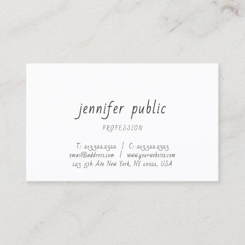 Handwriting Script Elegant Modern Simple Template Business Card