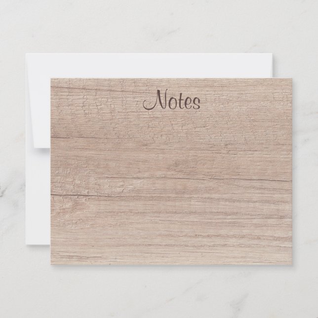Handwriting Script Elegant Natural Wood Look Note Card (Front)