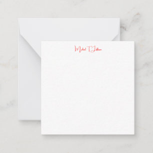 Handwriting Script Elegant Plain Simple Red White Note Card
