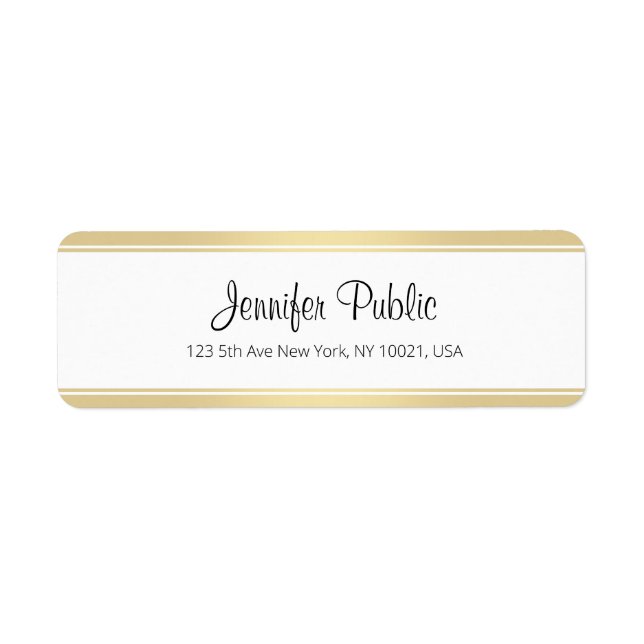 Handwriting Script Elegant Simple Template Gold Label (Front)