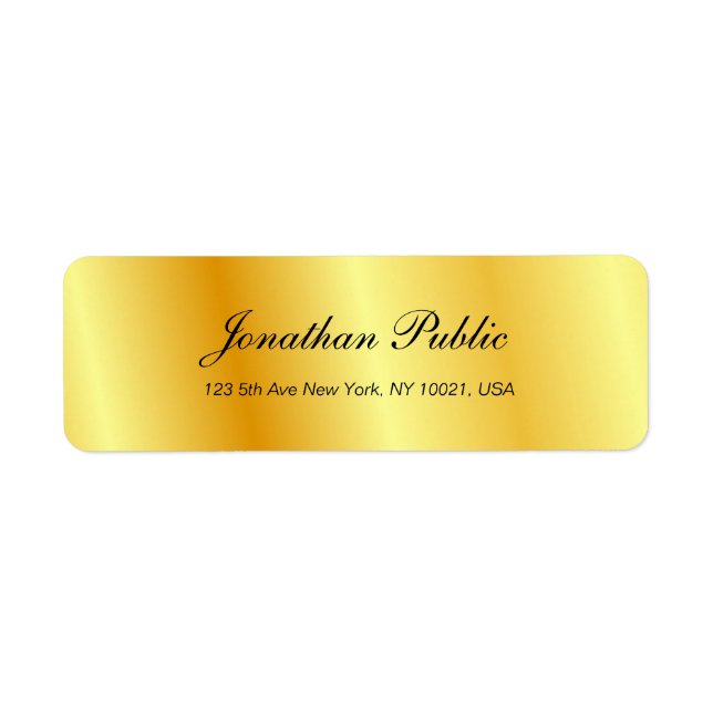 Handwriting Script Faux Gold Modern Template Chic Label (Front)