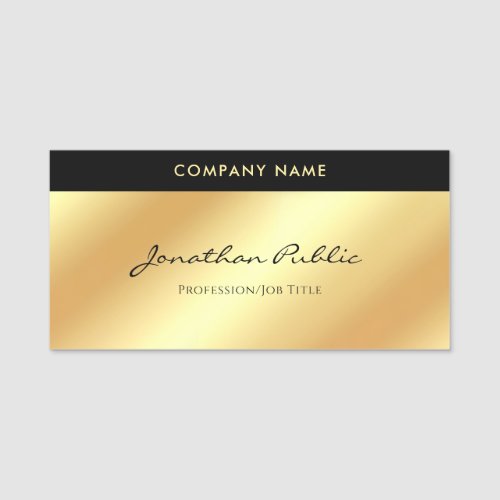 Handwriting Script Glamour Gold Template Modern Name Tag