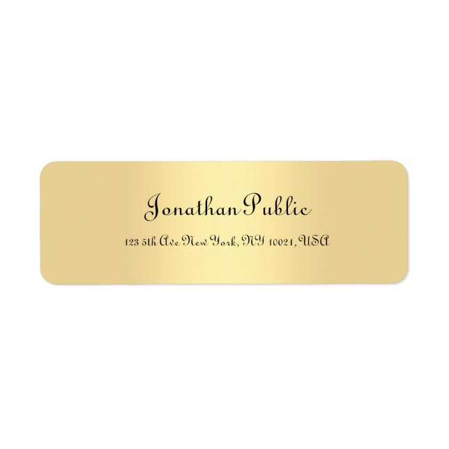 Handwriting Script Gold Modern Minimalist Template Label (Front)