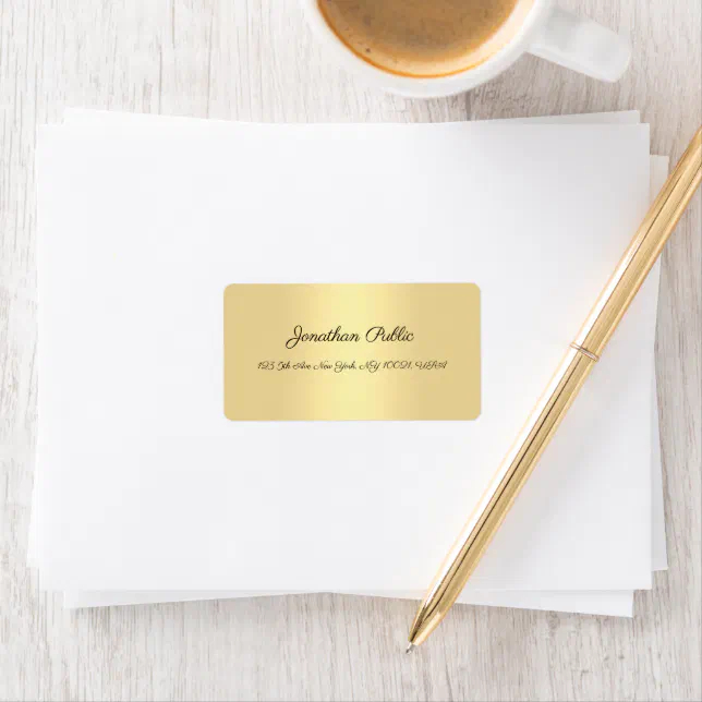 Handwriting Script Gold Modern Simple Template Label | Zazzle