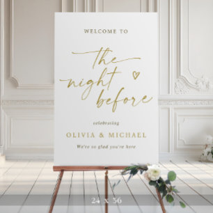 Handwriting Script Gold Wedding Rehearsal Welcome Foam Board