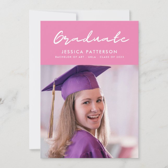Handwriting Script Graduate Black and musk Announcement (Front)