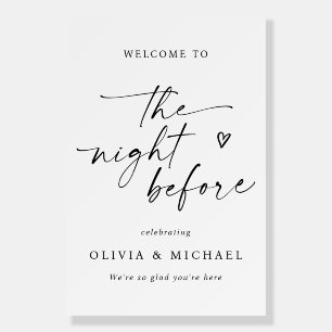 Handwriting Script Heart Wedding Rehearsal Welcome Foam Board